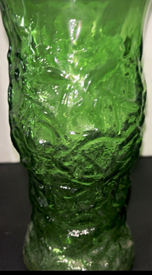 Unmarked Green Textured glass vase