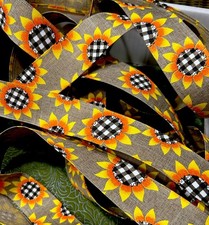 Buffalo Plaid Sunflowers Wired Ribbon 1.5" x 10 YDS.