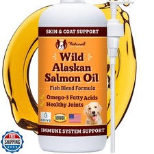 Natural Dog Company Wild Alaskan Salmon Oil Formula with Omega 3, Fish Oil fo