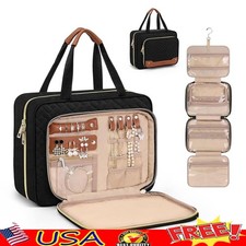 Travel Toiletry Bag W/ Jewelry Organizer Waterproof Hanging Makeup Storage New