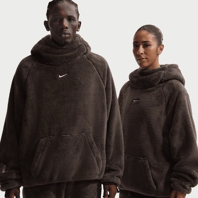 NIKE NOCTA FLEECE CS SHORT PILE HOODIE BROWN IB0258-237 Men's