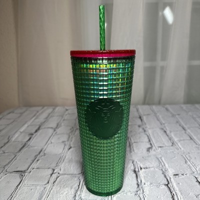 STARBUCKS Spring 2023 Watermelon Green Pink Grid Spike Vente 24oz Cold Tumbler