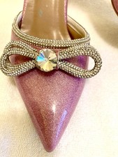 Nasty Gal Glitter, rhinestone Pink metallic Wedding Valentine embellish 38 7