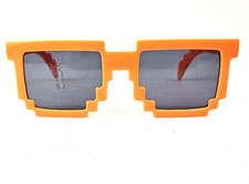 Orange 8-Bit Sunglasses NEW Adult/Youth Unisex Vintage 1990s Gamer Style