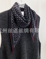 70 Cashmere 30 Silk Shawl Black Diamond Scarf polka Print Bandanna130X45cm