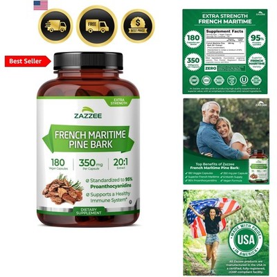 Extra Strength French Maritime Pine Bark Extract 20:1, 350 mg Per Capsule, 95...