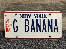 Vintage New York Vanity License Plate ‘G BANANA’ Lady Liberty 80's 90's NYC