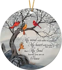 HYTURTLE My Mind Still Talks to You Cardinal Circle Ceramic Ornament - Heaven 