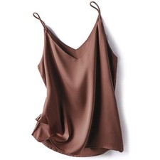 Women Satin Silk Camisole Tank Top Vest V Neck Strap Undershirt Casual Basic US