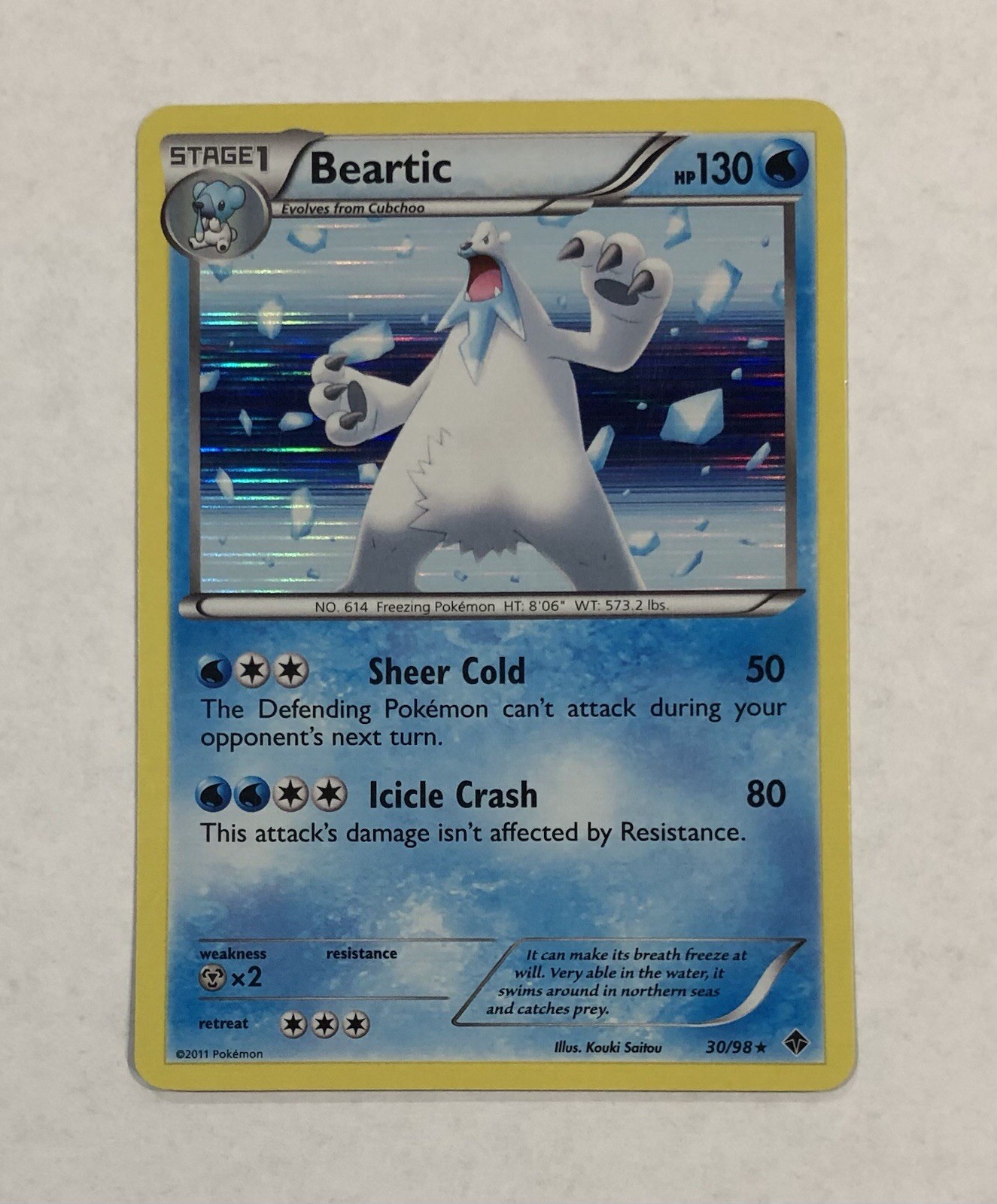 Pokémon BEARTIC Card 30/98 Holo Rare LP B&W Emerging Powers Light Play TCG