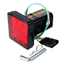 Cenipar Trailer Hitch Receiver Cover with 12 LEDs Red Brake Light with 2" Rec...