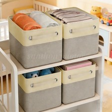 4 Pack Fabric Storage Bins for Shelves, Linen Storage Baskets for Organizing