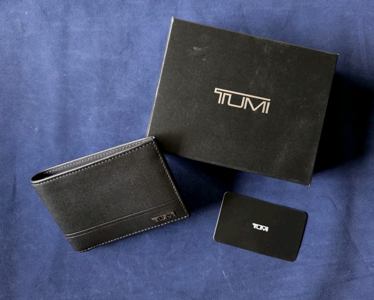 TUMI HORIZON SLG DOUBLE BILLFOLD W ID RFID LEATHER WALLET BLACK