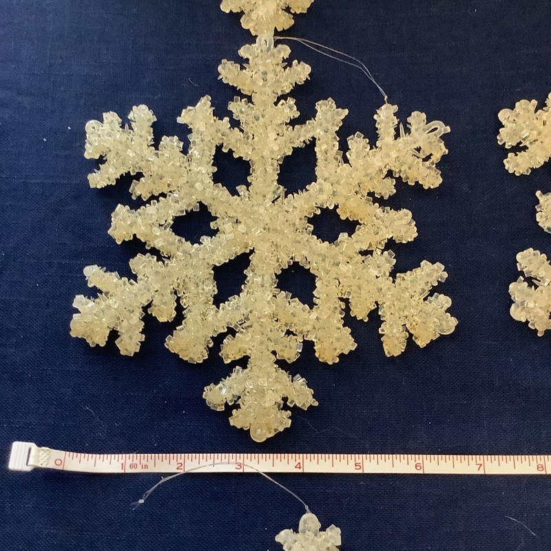Nine Vintage Plastic Snowflakes Window Decor “Crystal Design” 8”