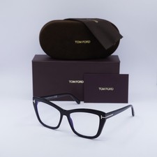 NEW Tom Ford FT5826-B 001 Shiny Black/Clear Blue Light Block 55mm Eyeglasses