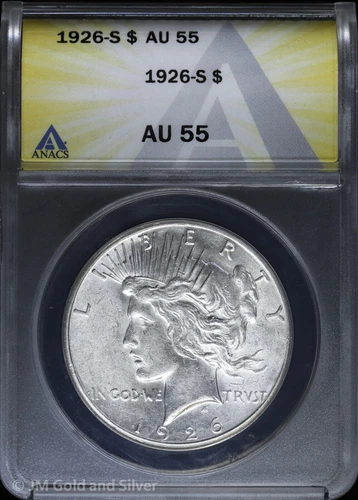 1926-S $1 Peace Silver Dollar ANACS AU 55