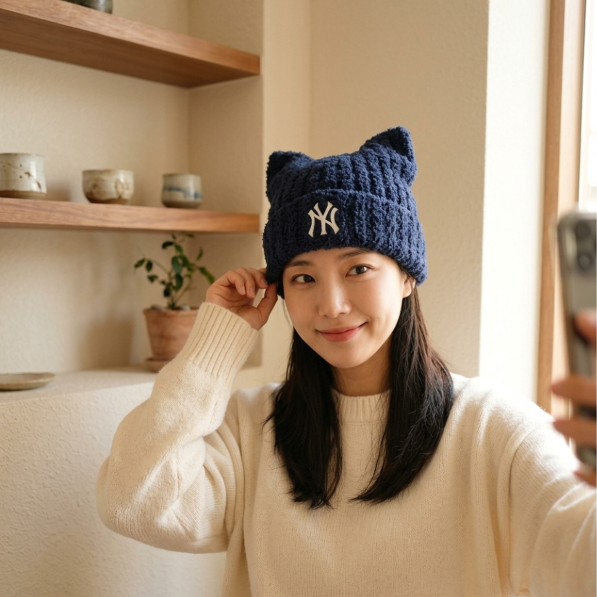 MLB KOREA Plush Meow Beanie キャットビーニー MLB Korea Plush Meow Beanie NY Yankees Cat Ear Hat Y2K | eBay