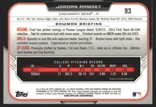 2015 Bowman Draft #93 Jordan Ramsey Cincinnati Reds