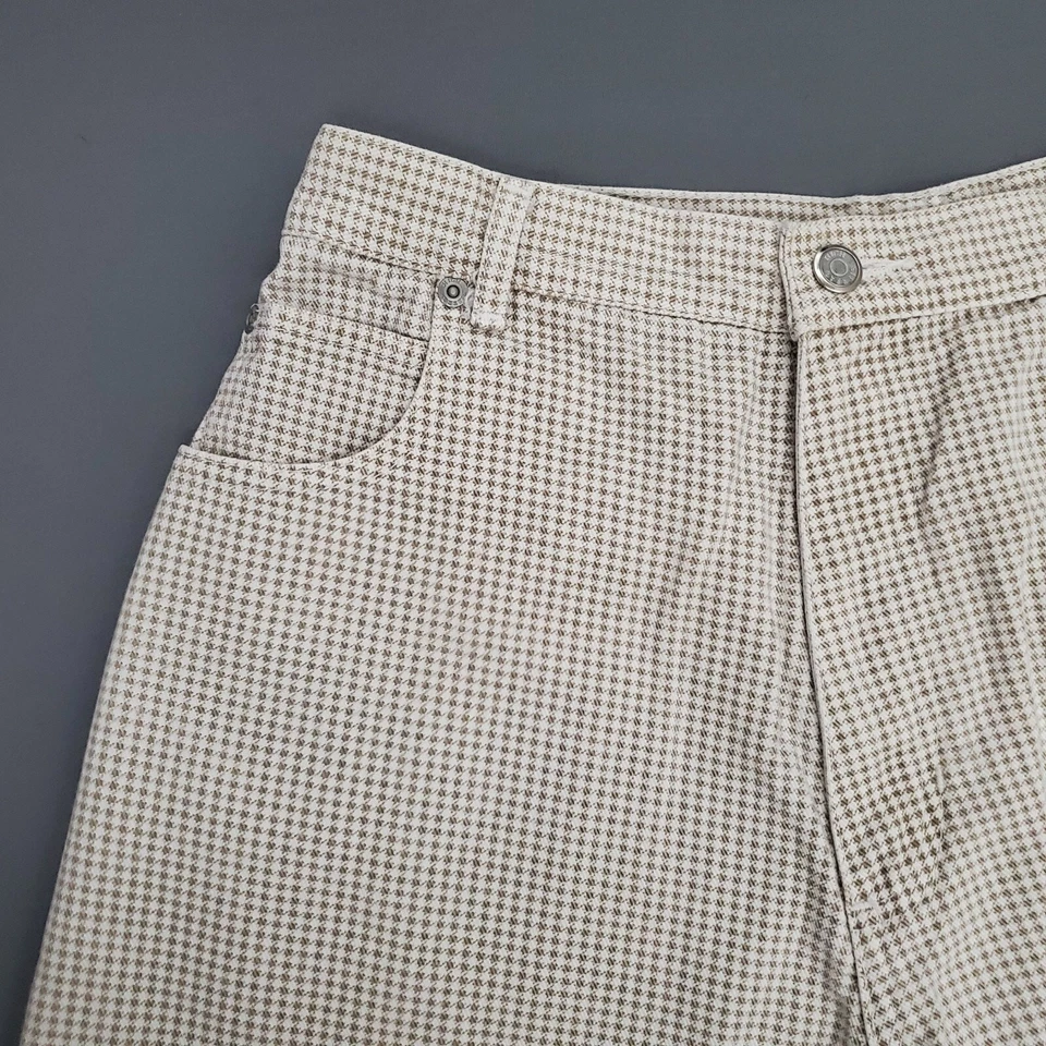 Pantalones cortos High Sierra para mujer talla 14 tiro alto pata de gallo marrón blanco * Foto 2 de 4