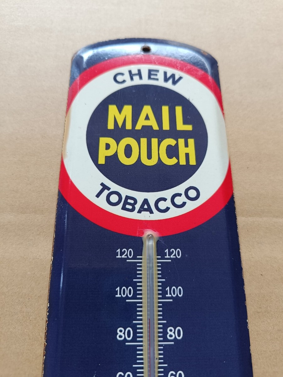 Vintage Glass Thermometer CHEW MAIL POUCH TOBACCO No porcelain