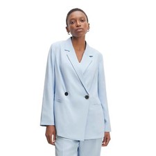 Everlane Drapey Blazer Double Breasted Padded Shoulder Oversized Corpcore Sz 2