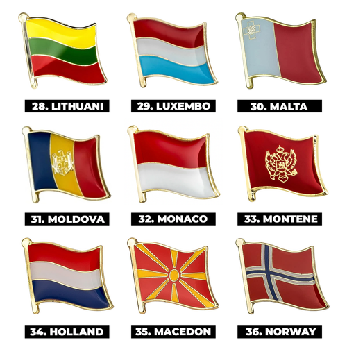 50+ European Countries | National Metal Enamel Flag Pins - Picture 5 of 7