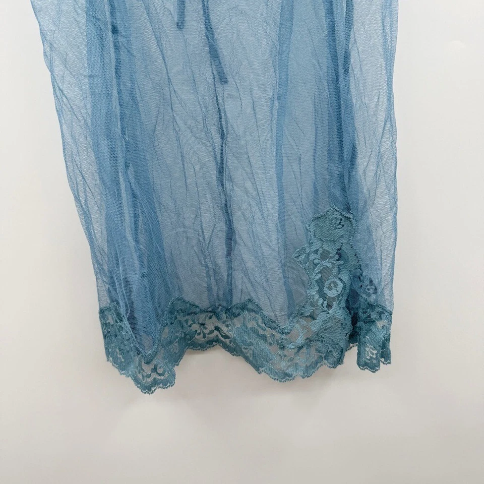 Victoria's Secret 无袖蓝色网眼蕾丝内衣 Chemise 尺寸 L — 第 3/4 张图片