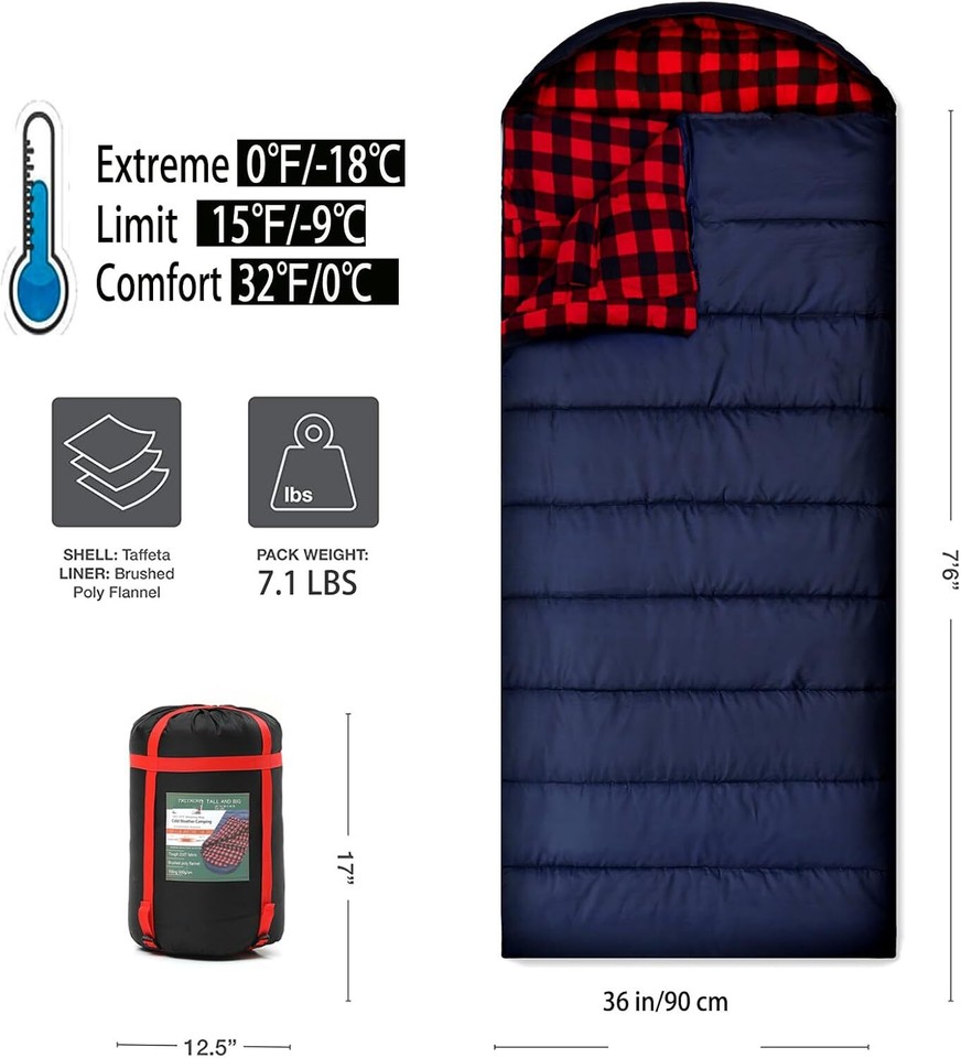 0 Degree Sleeping Bag Cotton Flannel Sleeping Bags for Adults Cold