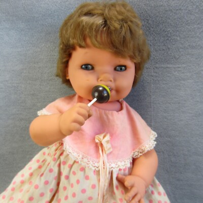 GAMA French Baby Doll Inset Eyes Rooted Hair Magnetic Lollipop 16in