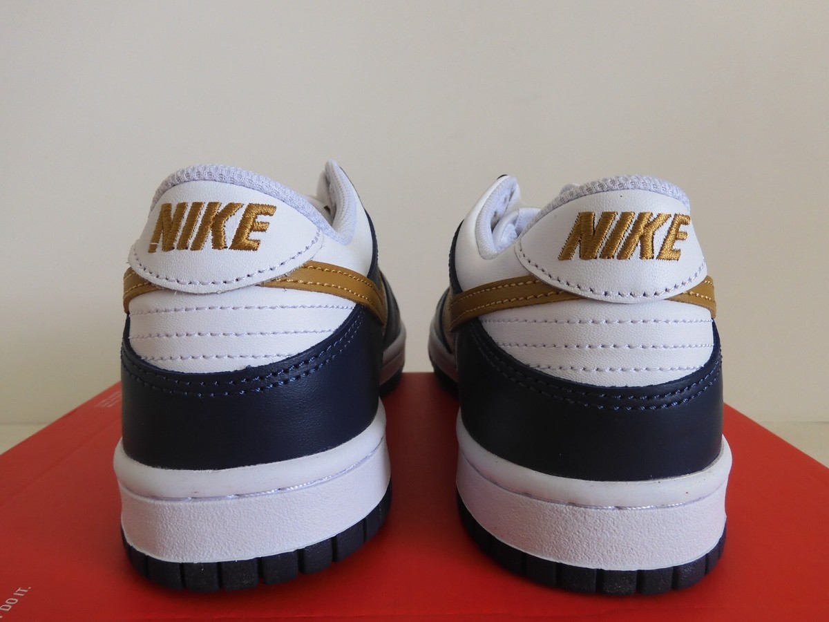 Nike Dunk Low (Gs) White-Wheat-Midnight Navy Sz 6.5Y-Womens
