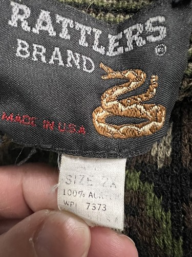 VTG 80s 90s Rattlers Brand Camouflage Pullover Acrylic Henley Sweater Size 2X - Picture 5 of 5
