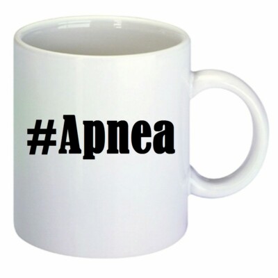 Kaffeetasse #Apnea Hashtag Raute Keramik Höhe 9,5cm in Weiß