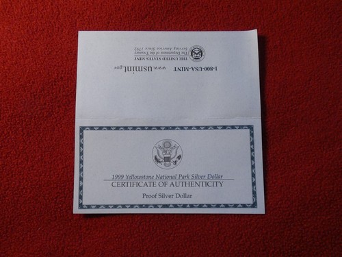 1999-P Yellowstone National Park 90% Proof Silver U.S. Dollar w/ COA & OGP #3276 - Picture 10 of 11