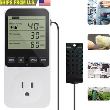 Digital Thermostat Outlet Plug Temperature Controller Heating Cooling 120V 1800W