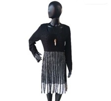 Calvin Klein Colorblock Pleated Sweater Dress, Size Medium