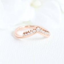 Unique Tiara Ring Band 1.2ct Round Cut Simulated Diamond 14k Rose Gold Plated