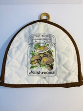 Retro Mushrooms Cloth Toaster Cover White And Brown 11&rdquo; X 10 Inch