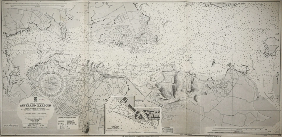 Nautical Chart "Auckland Harbour" UK Admiralty, 1951 - Image 2 of 4