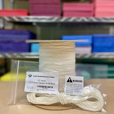 ATKINS & PEARCE Square Braid 100% Cotton Candle Wick - 10 Assorted Sizes! Free Shipping!