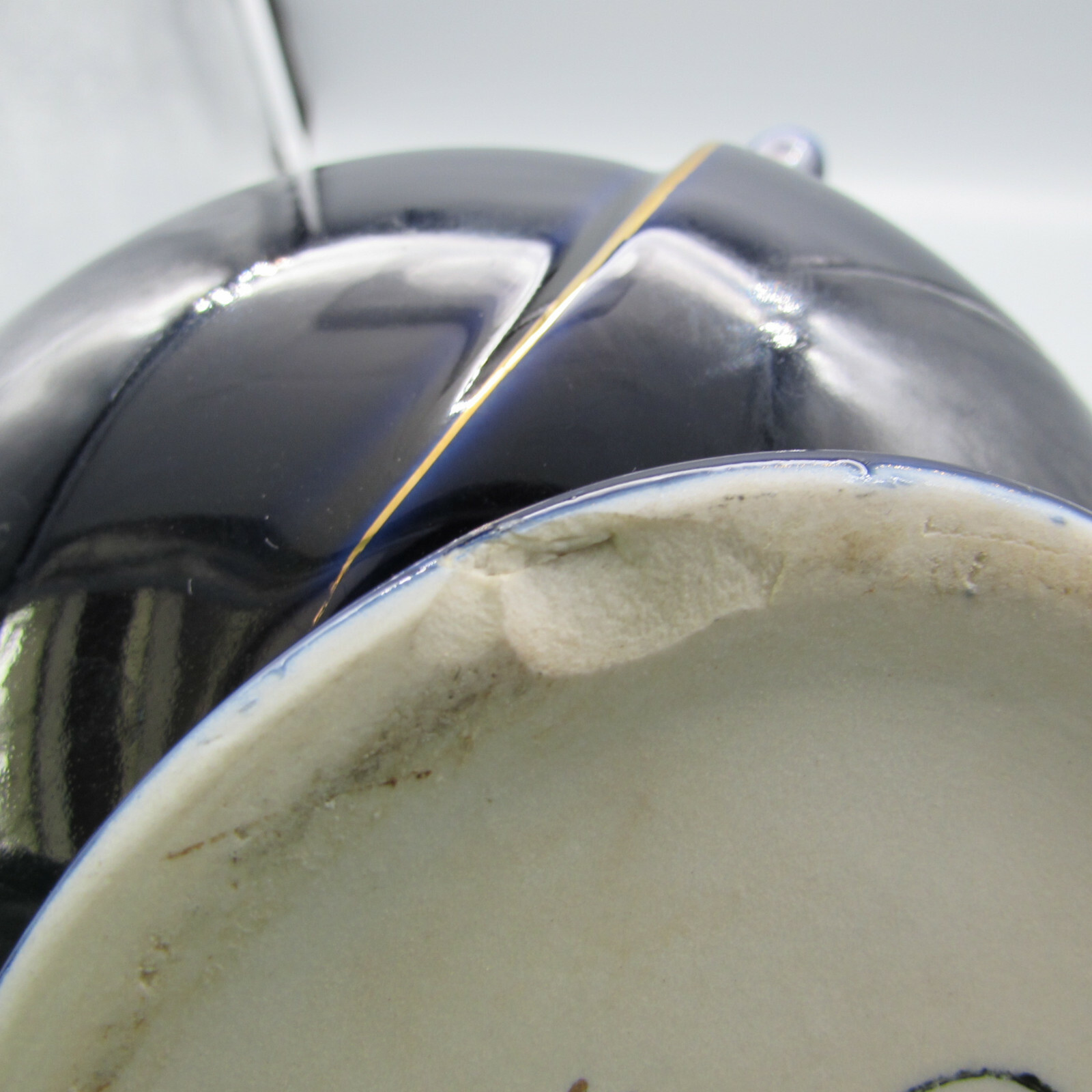 Hall China Q443 Cobalt Blue Gold Flower & Leaf Airflow Teapot *