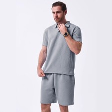 Mens Tracksuit 2-Piece Set Short Sleeve T Shirt Shorts Sweatsuit Outfit Set