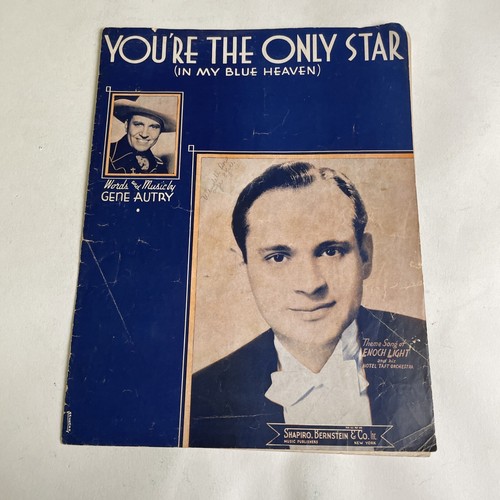 You're The Only Star In My Blue Heaven Sheet Music 1938 Piano Guitar Autry Light