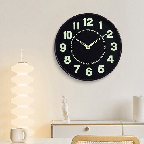 12 Inch Luminous Wall Clock Living Room Clocks Quartz Sweep Movement Home Office - Picture 7 of 10