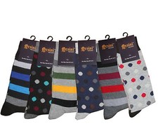 6 PK MEN'S DRESS SOCKS FIRST QUALITY AMERICAN SIZE 10-13 COTTON NOVELTY SOCKS