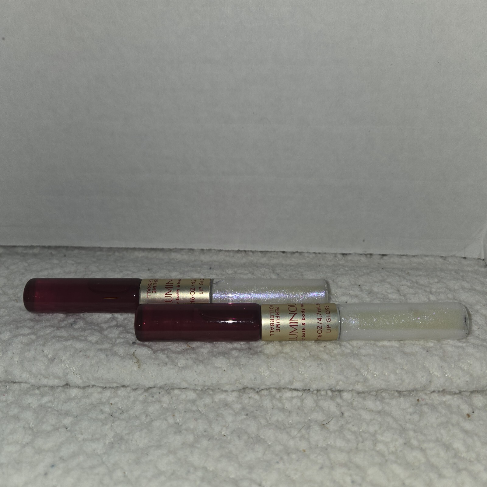 Lot Of 2 Bath & Body Works Luminous Lip Gloss Perfume Rollerball Duo 0.16 oz