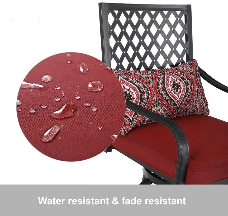 旋转露台吧凳 2 件套柜台高餐椅高靠背扶手椅 — 第 4/4 张图片