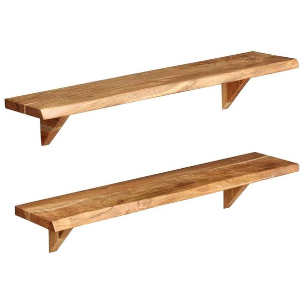 2X Wandregal Wandboard HäNgeregal Schweberegal KüChenregal Dekoregal Massiv Holz-image