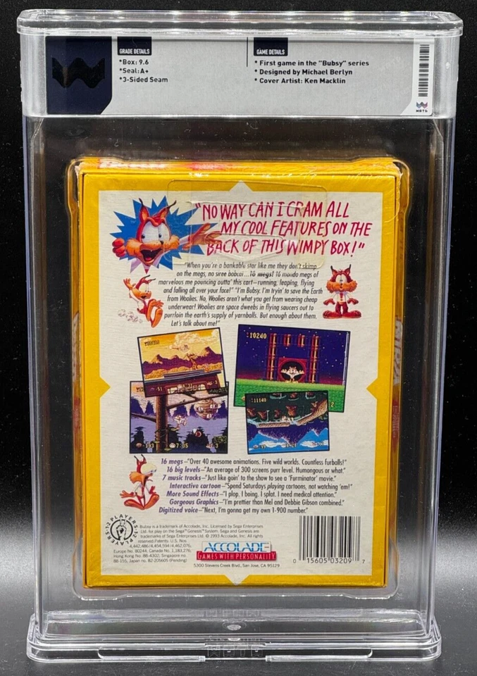 Bubsy Claws Encounters Furred Kind Sega Genesis Sealed new WATA 9.6 A+ TOP POP 1 - Image 2 of 2