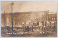 1915 Fire at Thomaston ME Watts Block Debris Clearing Horse Drawn Wagon