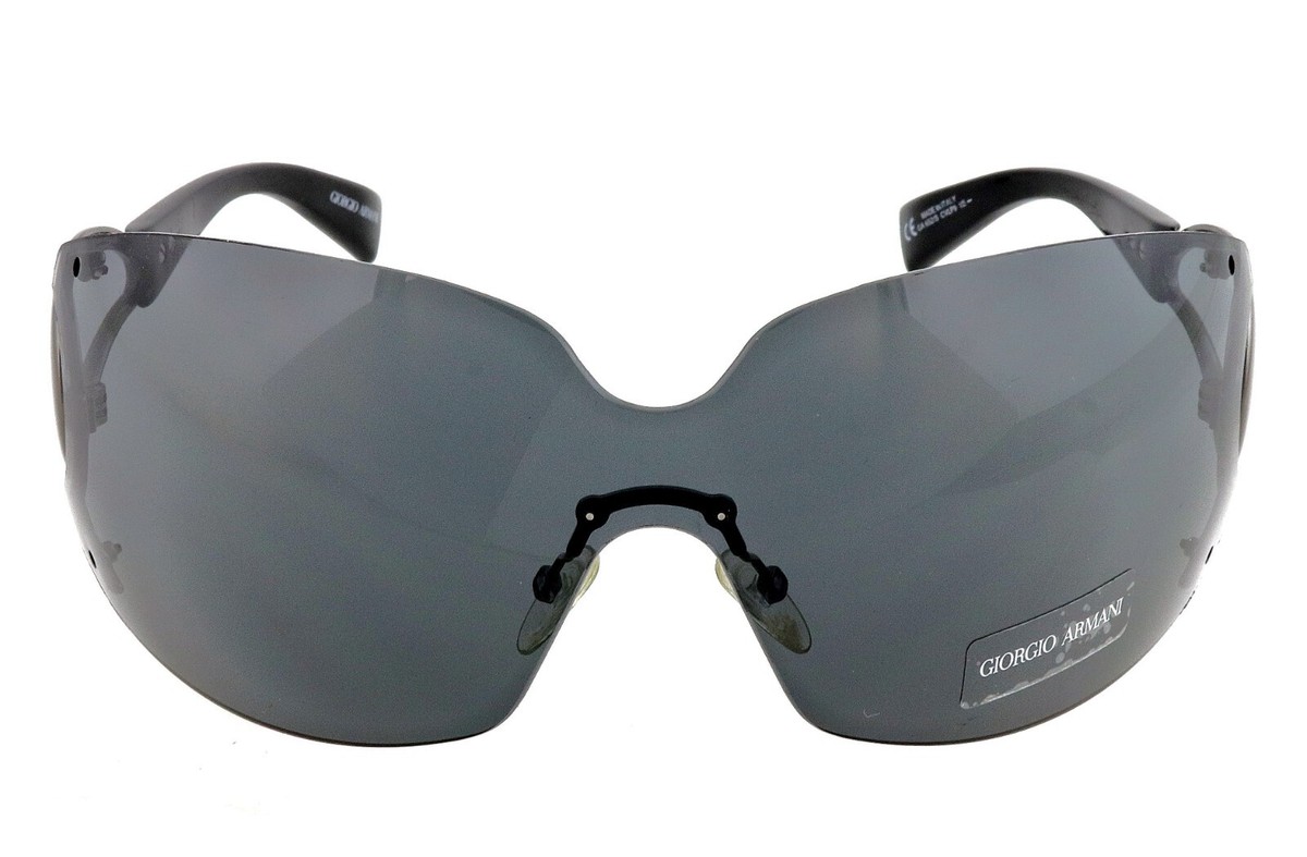 New GIORGIO ARMANI GA652/S CVLP9 Black Gray Shield Sunglasses